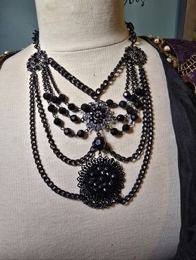 Victorian Inspired Gothic Multi-Layer Bib Necklace